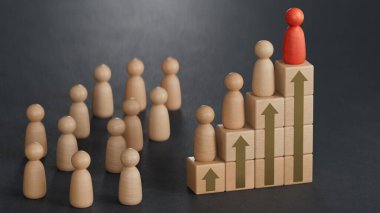 Okurluk, hedef ve başarı kavramları için motivasyon. İnsan performansı. Meydan okuma ve fırsatçılık. İş başarısı kavramına sahip liderlik siyah arka planda 3D sunumu.