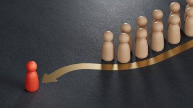 Kırmızı piyon 3D çizimi geçiyor. VIP geçiş konsepti. İşletme başarısı olan liderlik kavramı. Siyah arkaplandaki 3D tasviri..