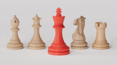 Liderlik, iş konsepti, lider takım çalışması ve beyaz arkaplanda 3D görüntüleme.