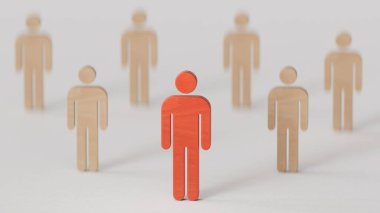 Liderlik, iş konsepti, lider takım çalışması ve beyaz arkaplanda 3D görüntüleme.