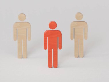 Liderlik, iş konsepti, lider takım çalışması ve beyaz arkaplanda 3D görüntüleme.