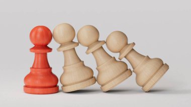 Kalabalıktan uzak duruyor. Başarı, Bireysellik, Eşsizlik, Liderlik. Takım çalışması ve beyaz arkaplanda 3D başarılı yorumlama.