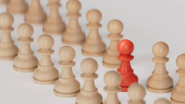 Kalabalıktan uzak dur. Bireysellik, orijinallik ve benzersizlik.Beyaz arka planda 3D görüntüleme.