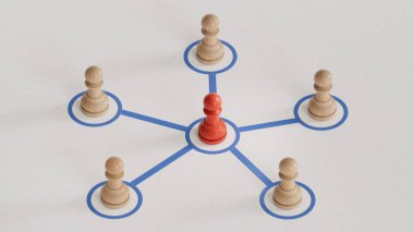 Bir grup çizgi film karakteri - sosyal ağ konsepti - 3D illüstrasyon.lider takım çalışması ve başarılı. Yapımcı ve yapımcı C4D, AI değil..