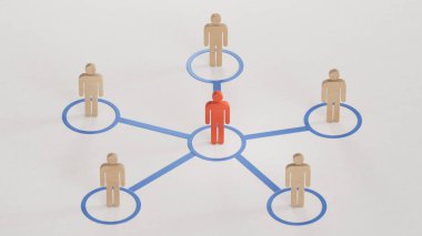 Bir grup çizgi film karakteri - sosyal ağ konsepti - 3D illüstrasyon.lider takım çalışması ve başarılı. Yapımcı ve yapımcı C4D, AI değil..