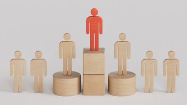 Bir grup çizgi film karakteri - sosyal ağ konsepti - 3D illüstrasyon.lider takım çalışması ve başarılı. Yapımcı ve yapımcı C4D, AI değil..