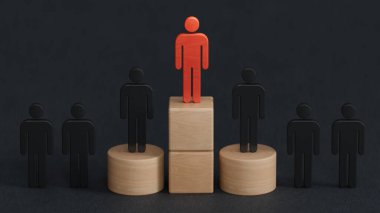 Bir grup çizgi film karakteri - sosyal ağ konsepti - 3D illüstrasyon.lider takım çalışması ve başarılı. Yapımcı ve yapımcı C4D, AI değil..