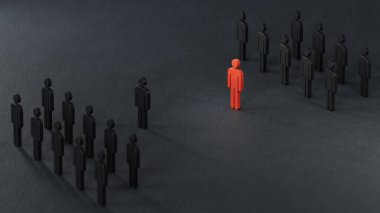 Bir grup çizgi film karakteri - sosyal ağ konsepti - 3D illüstrasyon.lider takım çalışması ve başarılı. Yapımcı ve yapımcı C4D, AI değil..