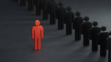 Etkilemek ve güçlendirmek için bir ekiple birlikte duran tahta bir figür. Başarılı bir yarışmacı ve etkili bir lider.
