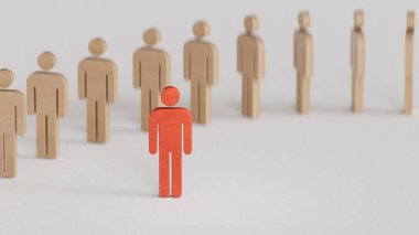 Tahta bebek kralı. Lider başarı konsepti. İş dünyası lideri kavramı. İş stratejisini, liderliği ve beyaz arkaplandaki 3D 'yi temsil etmek için mükemmel..