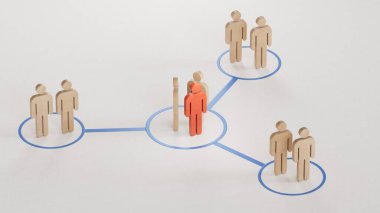 Çevrimiçi ve birbirleriyle iletişim halindeler. İnsanlar arasındaki sosyal bağlantılar. Ekip lideriyle ya da grubun yeni üyesiyle takım iletişimi.