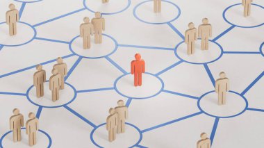 Çevrimiçi ve birbirleriyle iletişim halindeler. İnsanlar arasındaki sosyal bağlantılar. Ekip lideriyle ya da grubun yeni üyesiyle takım iletişimi.