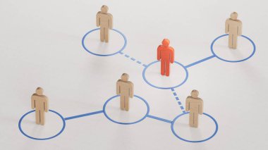 Çevrimiçi ve birbirleriyle iletişim halindeler. İnsanlar arasındaki sosyal bağlantılar. Ekip lideriyle ya da grubun yeni üyesiyle takım iletişimi.