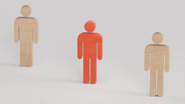 Kalabalıktaki farklı biri. Eşsiz bireysellik kavramı. İş stratejisini, liderliği ve beyaz arka planda gösterilen 3D yönetimini temsil etmek için mükemmel..