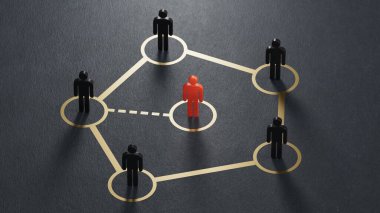 Çevrimiçi ve birbirleriyle iletişim halindeler. İnsanlar arasındaki sosyal bağlantılar. Ekip lideriyle ya da grubun yeni üyesiyle takım iletişimi.