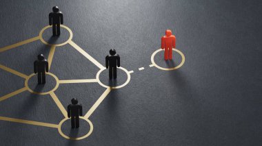 Çevrimiçi ve birbirleriyle iletişim halindeler. İnsanlar arasındaki sosyal bağlantılar. Ekip lideriyle ya da grubun yeni üyesiyle takım iletişimi.