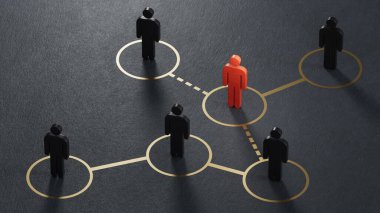 Çevrimiçi ve birbirleriyle iletişim halindeler. İnsanlar arasındaki sosyal bağlantılar. Ekip lideriyle ya da grubun yeni üyesiyle takım iletişimi.