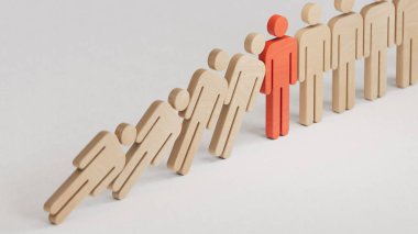 Bir grup adamın üç boyutlu bir tasviri, insanlar ayakta ve düşerler. Düşmek ayakta durmamızı sağlar. Beyaz arka planda kötü etki, hastalık ve 3D sağlık düşüncesi.