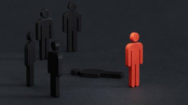 Kırık bir piyonun 3 boyutlu çizimi ve bir diğeri de kırmızı bir parça kullanılarak onarıldı. Pozitif psikoloji ve dayanıklılık kavramı siyah arkaplan üzerinde 3D canlandırması.