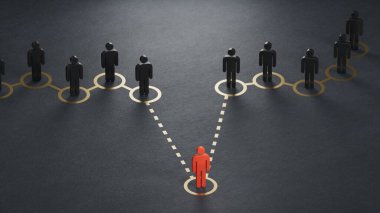 Kriz ve felaket iyileştirme tablosunun 3 boyutlu çizimi. İş devamlılık planı kavramı siyah arkaplan üzerinde 3D oluşturma.