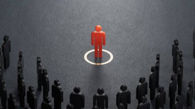 Bir grup davasını ya da siyah arka planda oluşturulan 3D toplu düzeltme kavramını temsil eden birçok piyonun 3 boyutlu çizimi.