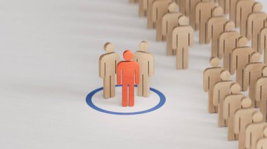 Tahta parçasının 3 boyutlu çizimi ve bunların 3 'ü bir hedefin tam ortasında. Yetenek avcılığı ve benekli yetenekler beyaz arka planda 3D gösterimi..