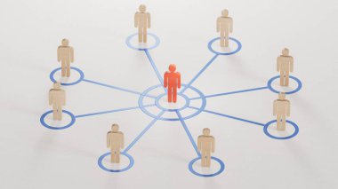 3D insanlar, insan, bir şebekeye yerleştirilmiş insan. Takım çalışması ve liderlik 3D beyaz arkaplan üzerinde canlandırma.