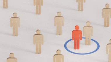 Reden kalp şeklindeki iki kırmızı ahşap parçanın üç boyutlu çizimi. Etrafındaki diğer ahşap parçalar da beyaz arka planda..