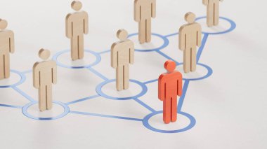 3d iş liderliği kavramı. Müşteri yaşam döngüsü yönetimi kavramı. Beyaz arka planda 3D yorumlama.