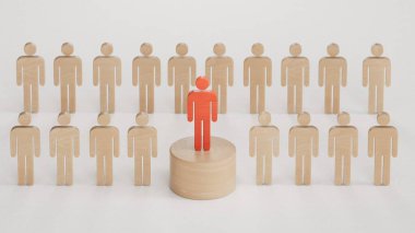 Tahta parçalar zenginlik büyümesi ve kariyer başarısı, başarı, ekonomik durum ve sosyal başarı beyaz arka planda 3D.