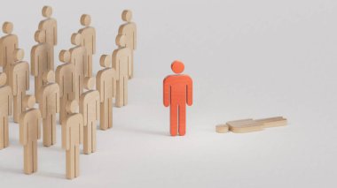 Reden ve Silver Tahta Parça, İş Konsepti. Müşteri Yaşam Boyutu Yönetimi kavramı. Beyaz arka planda 3D canlandırması..