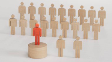 Tahta parça rekabet Strateji iş fikirleri kavramı, ahşap parça savaşı, iş stratejisi kavramı beyaz arka planda canlandırılan 3D.