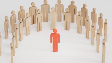 Reden King ve Queen Wooden 'ın iş rekabeti konsepti ve beyaz arka planda oluşturulan 3D strateji.