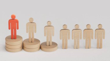 Reden Tahta Parçası. Müşteri Lifecycle Yönetim kavramı. Beyaz arka planda 3D canlandırma..