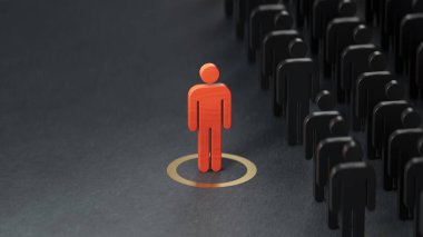 Tahta parçasının 3 boyutlu çizimi ve içlerinden biri hedefin merkezinde. Siyah arka planda 3D Yetenek İzleme kavramı..