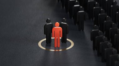 Tahta parçasının 3 boyutlu çizimi ve bunların 3 'ü bir hedefin merkezinde. Yetenek avcılığı ve benekli yetenekler siyah arka planda 3D gösterimi..