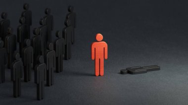 Reden ve Silver Tahta Parça, İş Konsepti. Müşteri Yaşam Boyutu Yönetimi kavramı. Siyah arka planda 3D canlandırması..