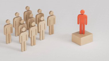 Kızıl Lider. ekonomik durum ve sosyal başarı beyaz zemin üzerinde 3D görüntüleme.