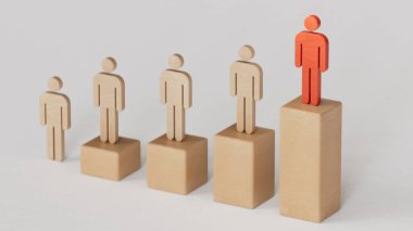 Büyüme çizelgesi ve iş adamları. Artan kârla başarılı bir iş. ekonomik durum ve sosyal başarı beyaz zemin üzerinde 3D görüntüleme.