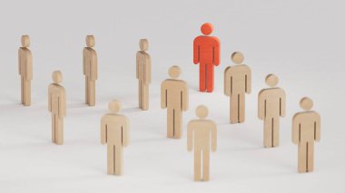 İnsan kaynakları yönetimi. Yetenekli bir çalışan arıyorum. ekonomik durum ve sosyal başarı beyaz zemin üzerinde 3D görüntüleme.