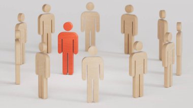 Grubun lideri. Liderlik ve takım çalışması konsepti. ekonomik durum ve sosyal başarı beyaz zemin üzerinde 3D görüntüleme.