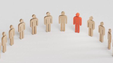 Takım çalışmasının kavramsal görüntüsü. İş stratejisini temsil etmek için mükemmel. Beyaz arka planda 3D liderlik..