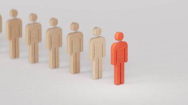 Grubun lideri. Liderlik ve takım çalışması konsepti. ekonomik durum ve sosyal başarı beyaz zemin üzerinde 3D görüntüleme.