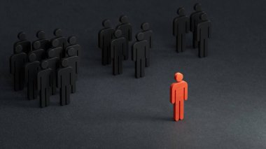 At nalı mıknatısı, teçhizat ve tahta bebeklerle işaretleme. Cazibe, bağlılık ve yeni ipuçlarının dönüşümü. Siyah arkaplanda 3B görüntüleme.