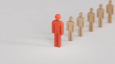 Grubun lideri. Liderlik ve takım çalışması konsepti. ekonomik durum ve sosyal başarı beyaz zemin üzerinde 3D görüntüleme.