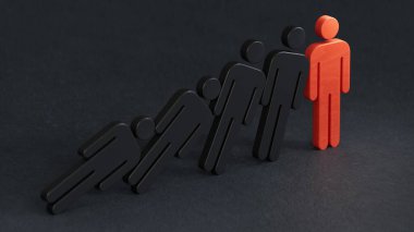 Üç boyutlu insan tasviri ayakta ve düşüyor. Düşmek ayakta durmamızı sağlar. Siyah arka planda kötü etki, hastalık ve 3D sağlık fikri.