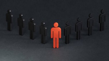 Liderlik illüstrasyonu. İş başarısı kavramına sahip liderlik. Siyah arkaplanda 3B görüntüleme.