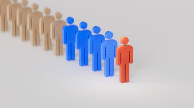 Grubun lideri. Liderlik ve takım çalışması konsepti. Ekonomik durum ve sosyal başarı. İşletme başarısı olan liderlik beyaz arkaplanda 3D tasvir ediliyor.