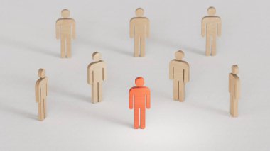 Kalabalıktaki kırmızı kişi. - Evet. Sosyal mesafe. Yüksek bulaşıcı hastalık ve yeni dalga salgını salgını tehdidi. Beyaz arka planda 3D enfeksiyon..