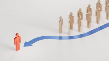 Kırmızı piyon 3D çizimi geçiyor. VIP geçiş konsepti. İşletme başarısı olan liderlik kavramı. Beyaz arkaplanda 3D tasvir edilmiş..